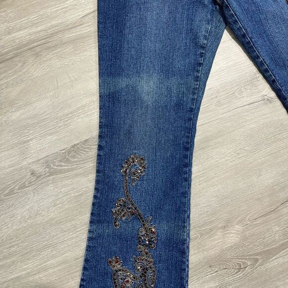 Yoni Jay Beaded High Rise Ankle Jeans Size 8 Women’s Blue Y2K - Picture 5 of 12